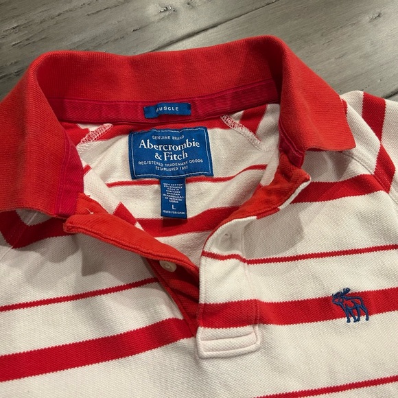 Abercrombie & Fitch Men’s Polo Shirt, Large, Red & White - Picture 2 of 3